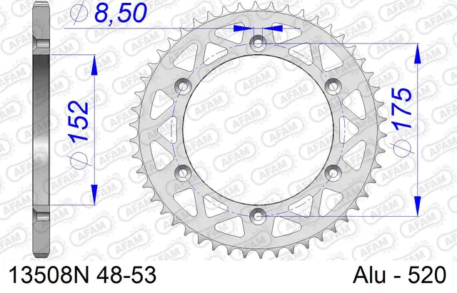 AFAM Bakdrev - Alu, #520 - Yamaha IT/TT/WR/YZ 