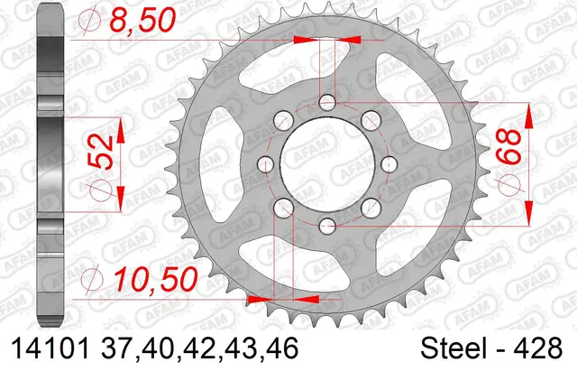 AFAM Bakdrev, Stål #428 - Suzuki DS/GT/JR/RG/RV/TS 