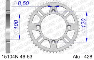 AFAM Bakdrev, Alu#428 - RM80/YZ85 Suzuki RM 80/85, Yamaha YZ 80/85