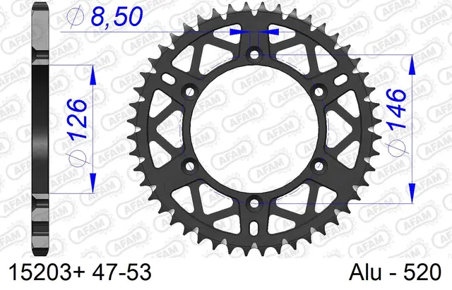 AFAM Bakdrev, Alu#520 S/C, Suzuki, 47T DR/DRZ/RM/RMX/RMZ 
