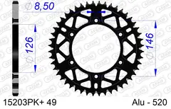 AFAM Bakdrev, Alu#520 S/C- Suzuki, 48T DR/DRZ/RM/RMX/RMZ, Svart