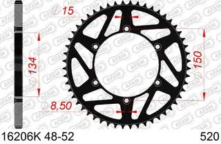 AFAM Bakdrev 520 Stål Sort - Kawa KX/KXF KX250, KX250F, KX450F/X