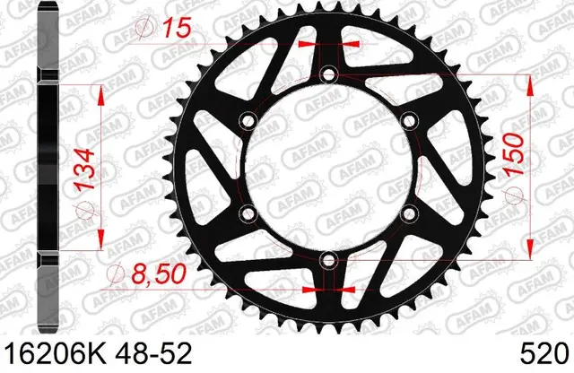 AFAM Bakdrev 520 Stål Sort - KX/KXF, 50T KX250, KX250F, KX450F/X 
