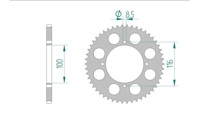 JAX Bakdrev 420/50 Alu - Kawa/Suzuki,50T KX80-85, 50T 