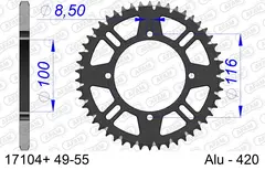 AFAM Bakdrev, Alu #420 S/C, Kawa/Suz,50T KX80, KX85, KX100, RM100