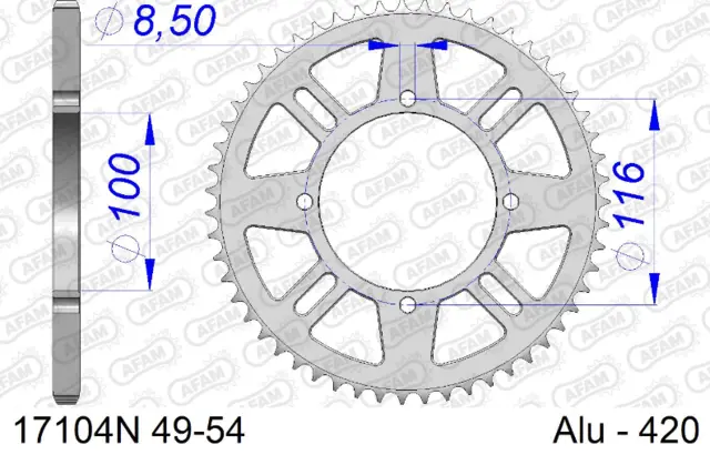 AFAM Bakdrev, Alu #420 S/C, KX/RM 51 KX80, KX85, KX100, RM100 