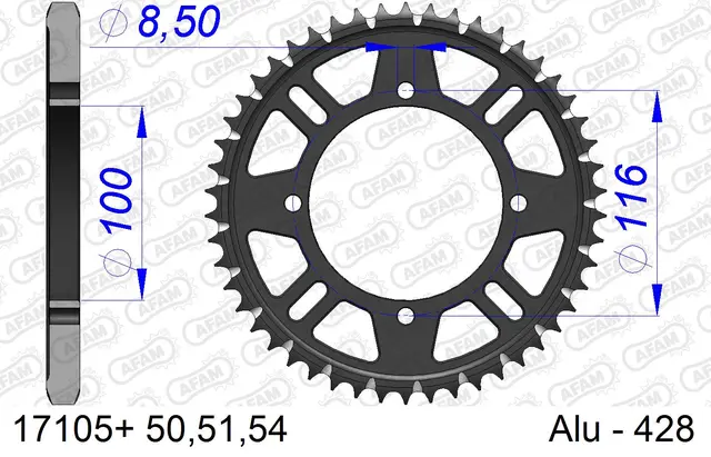 AFAM Bakdrev, Alu #428, SC- Kawa/Suz,51T KX80/85/100, RM100 