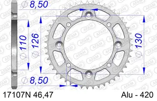 AFAM Bakdrev 420/46 Aluminium KX65/RM65 AFAM Bakdrev i H&#248;y Kvalitet