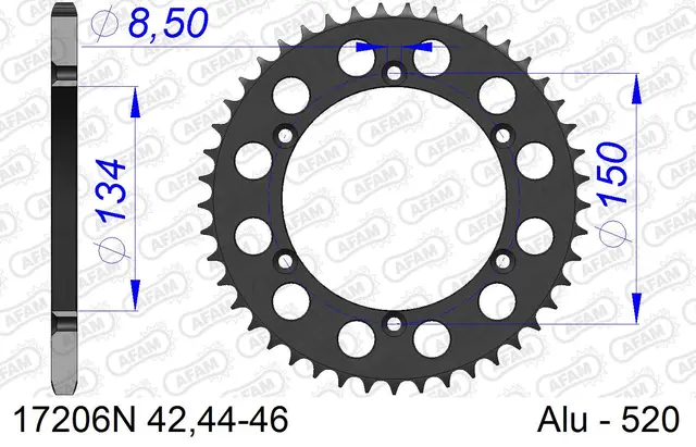 AFAM Bakdrev, Aluminium #520, 50T KDX/KLX/KX, RM-Z250 