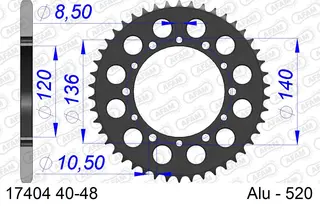 AFAM Bakdrev, Alu #520 - Kawasaki/Suzuki ZX6R,ZXR750,GSX-R600/750