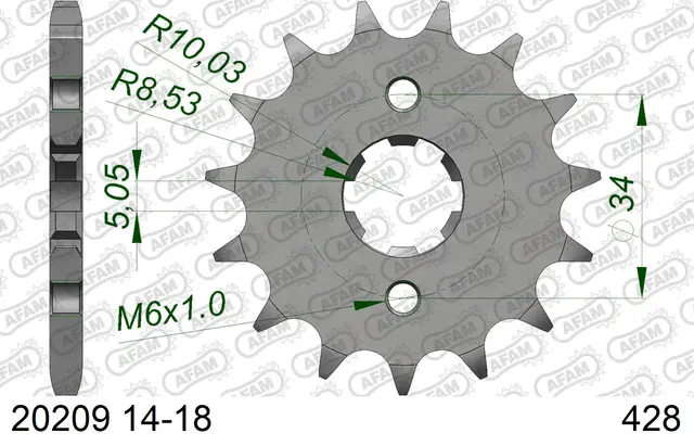 AFAM Framdrev #428 - Honda/Derbi+, 14T CB/CBF/CBR 125/150,GTR150+ 