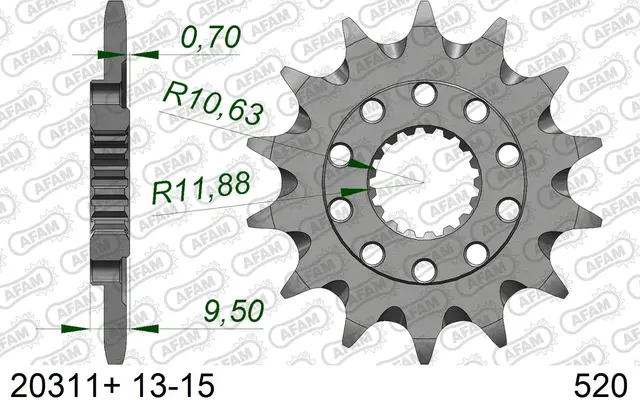 AFAM Framdrev #520 SC - Honda CR/CRF+ 