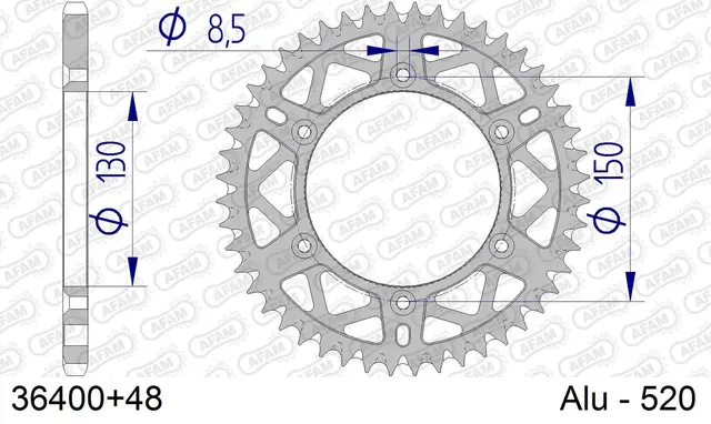 AFAM Bakdrev, Alu #520 S/C-Aprilia, 48T Aprilia RXV 450/550, BMW G 450X 