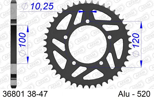 AFAM Bakdrev, Alu #520 - Aprilia, 38T RS125-660, RSV 660-1000 