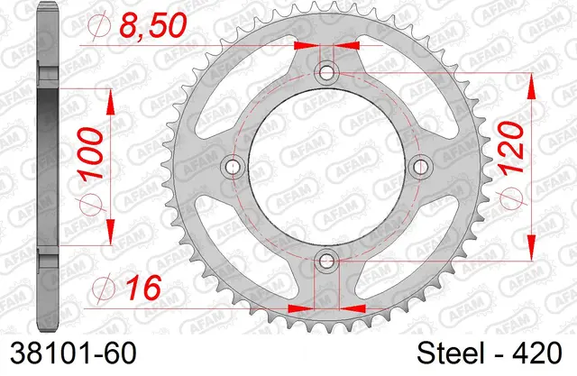 AFAM Bakdrev - Stål, #420 
