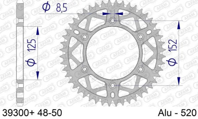 AFAM Bakdrev, Alu #520 S/C - Beta RR 48T 125/200/250/300/350/390/400/430/450/498 