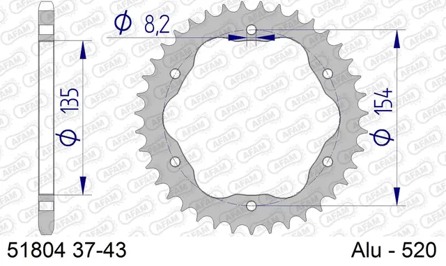 AFAM Bakdrev, Alu#520 PCD - Ducati, 40T 998/1098/1103/1198/1199/1299 