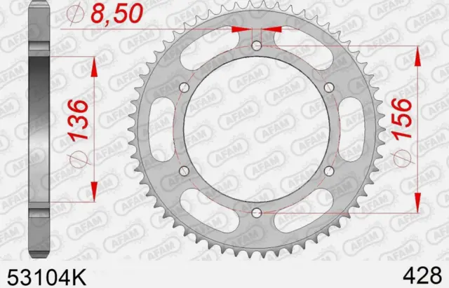 AFAM Bakdrev - Stål, #428, 57T 
