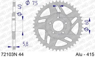 AFAM Bakdrev, Aluminium #415, 44T KTM SX50