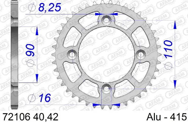 AFAM Bakdrev #415 Alu- GG/HQ/KTM, 42T MC50, TC50, SX50 