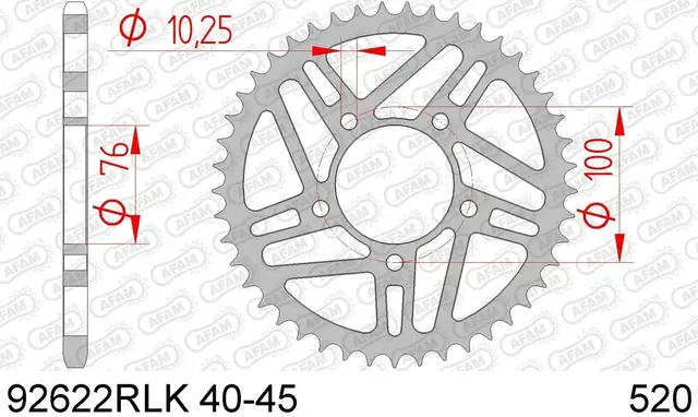 AFAM Bakdrev Racing RLK - Stål, #520, 46 OZ/Marchesini, 5-bolt 