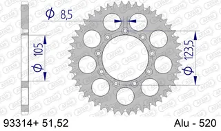 AFAM Bakdrev, Aluminium #520 S/C, TM TM 125/250/300/450