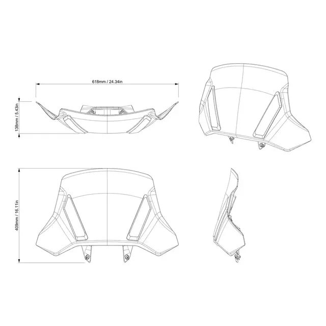 Can-Am Justerbar Vindskjerm Høy Transparent 
