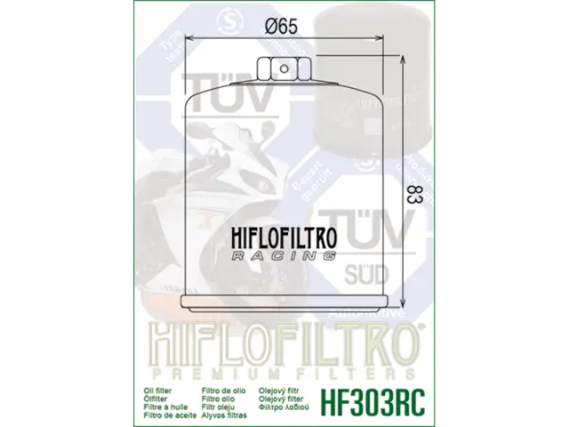 Hiflo HF303RC Oljefilter Racing Honda Kawasaki/Polaris/Yamaha MC/ATV 