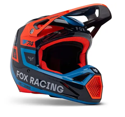 FOX V1 Race Spec Crosshjelm Oransje/Bl&#229;
