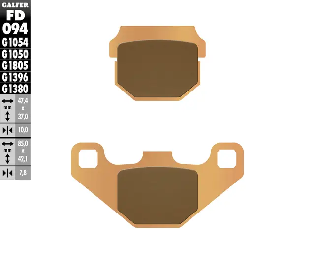 Galfer Bremseklosser, Sinter, Off-Road Kvalitet for off-road/racing-bruk 