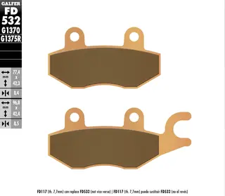 Galfer Bremseklosser, Sinter, Gate Kvalitet for gatesykler og custom