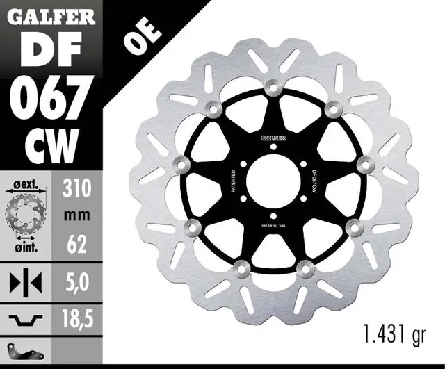 Galfer Bremseskive, Flytende Kompl. (C. Alu.) 310x5mm 