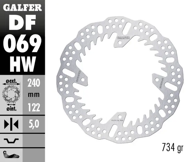 Galfer Bremseskive SHARK, Fast, ø240X5mm Enduro Bak, ø240x5mm 