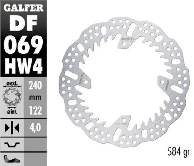 Galfer Bremseskive SHARK, Fast,ø240X4mm MX Bak, ø240X4mm 