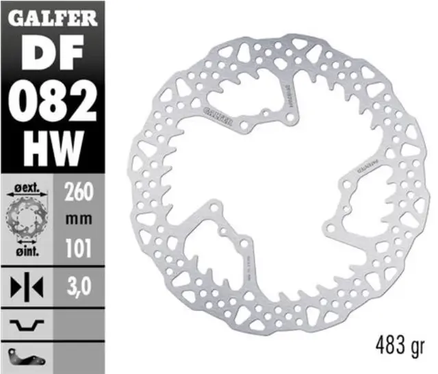 Galfer Bremseskive SHARK, Fast ø260x3mm Front (C. Stål) ø260x3mm 