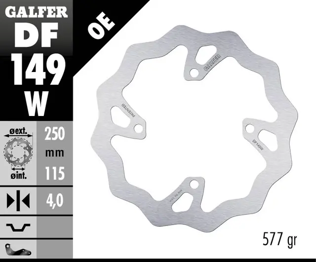 Galfer Bremseskive, W, Fast, 250x4mm 