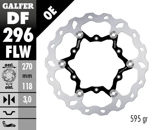 Galfer Bremseskive W, Flytende (C. Stål) 270x3mm 