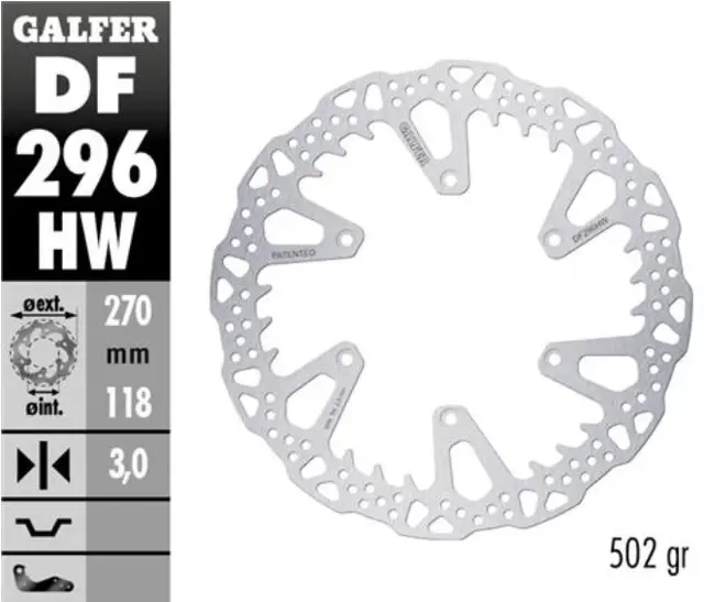 Galfer Bremseskive SHARK, Fast, ø270x3mm Front, ø270x3mm 