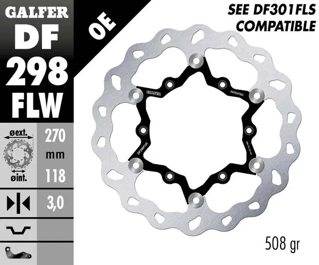 Galfer Bremseskive W, Flytende (C. Stål) 270x3mm 