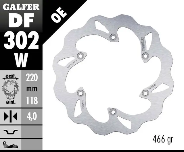 Galfer Bremseskive, W, Fast, 220x4mm 