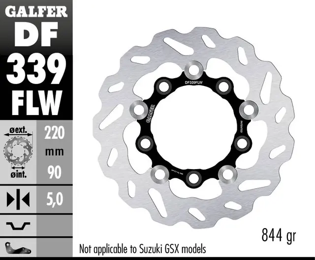 Galfer Bremseskive W, Flytende (C. Stål) 220x5mm 