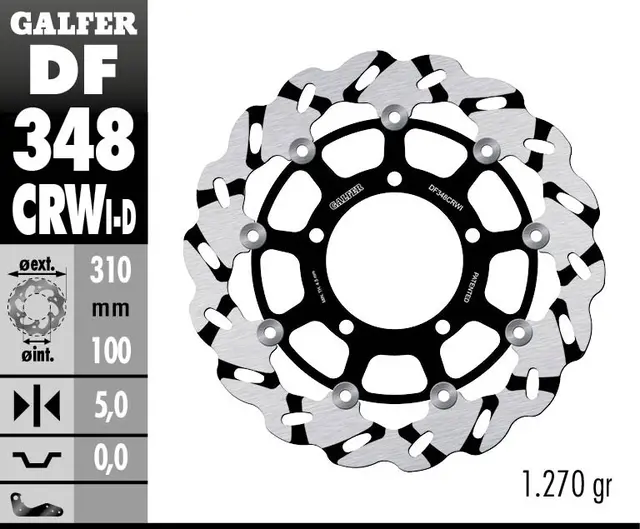 Galfer Bremseskive W, Flytende Slisset Venstre (C. Alu.) 310x5mm 