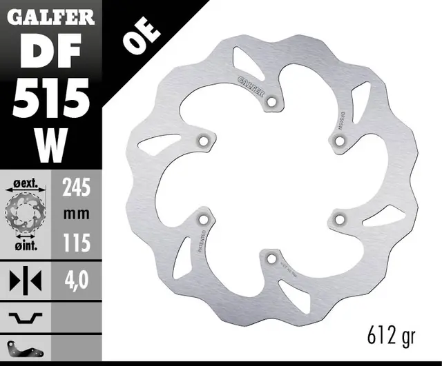 Galfer Bremseskive, W, Fast, 245x4mm 