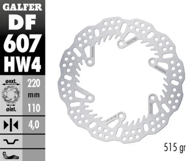 Galfer Bremseskive SHARK, Fast ø220x4mm MX, ø220x4mm 