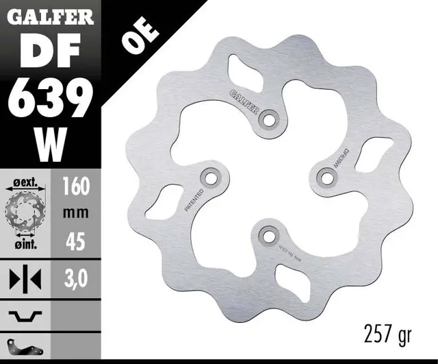 Galfer Bremseskive, W, Fast, 160x3mm 