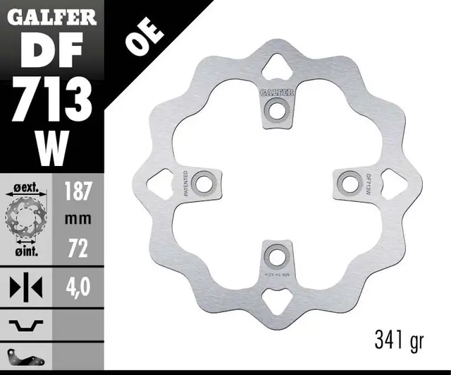 Galfer Bremseskive, W, Fast, 187x4mm 