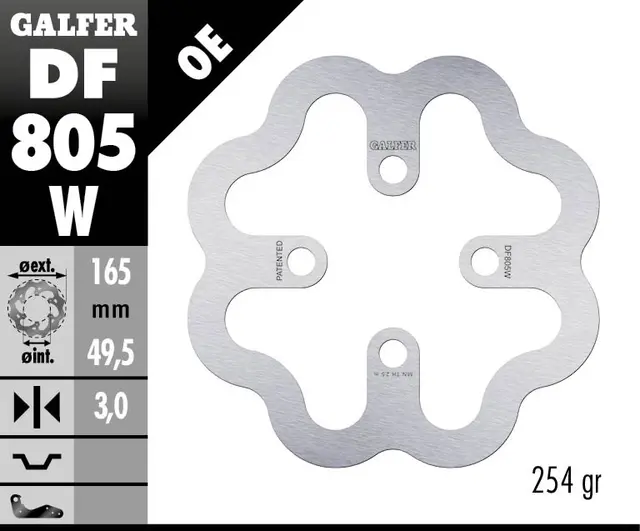 Galfer Bremseskive, W, Fast, 165x3mm 