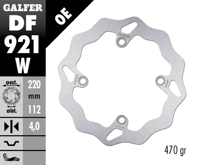 Galfer Bremseskive, W, Fast, 220x4mm 