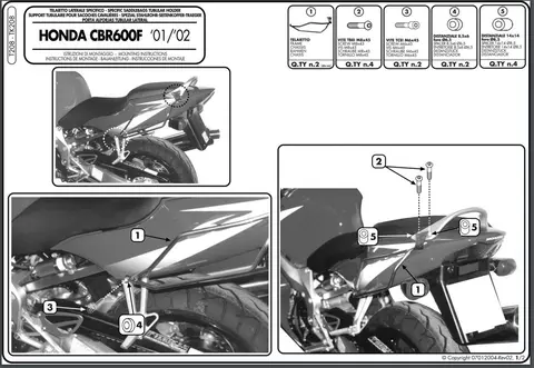 Giviv Veskeholder Softbags/Salvesker Honda CBR 600F