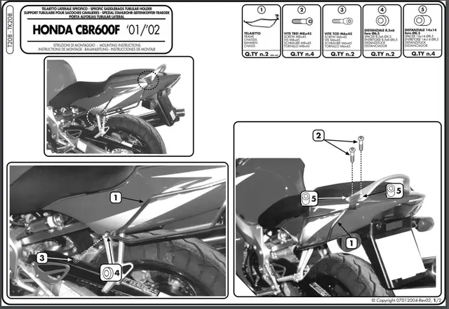 Giviv Veskeholder Softbags/Salvesker Honda CBR 600F 